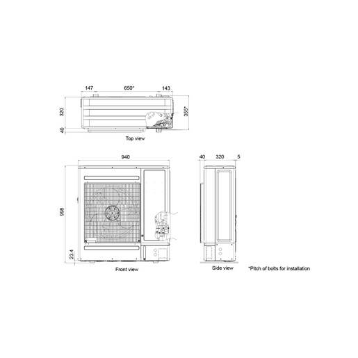 Unidad Exterior Monofásica Diseño Integrado Fujitsu Waterstage R32 WOYA100KLT