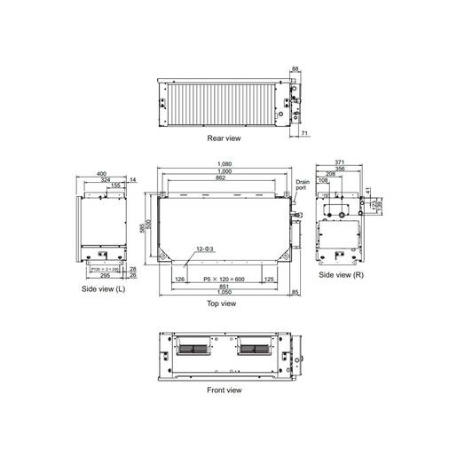 Unidad interior aire acondicionado 1x1 General ACG54T-KH Split Conducto Inverter Alta Presión